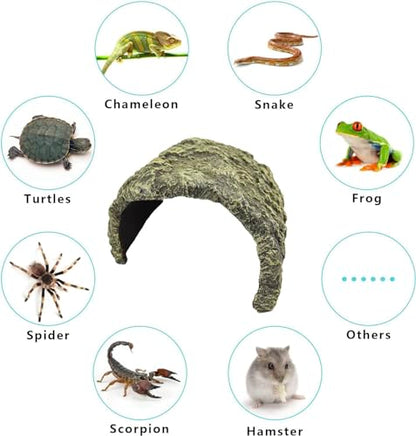 OMEM Resin Reptile Hideout: Extra Large Simulation Rock Cave for Ball Pythons, Lizards, Large Reptile Evasion -Aquarium Turtle Fish Tank Landscaping