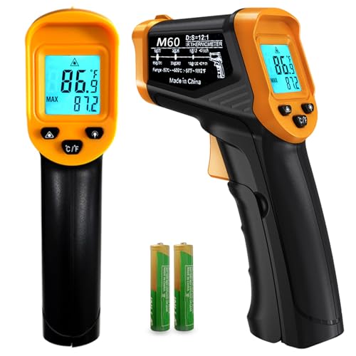 Digital Infrared Thermometer Gun -58 to 1112 Degrees Fahrenheit Adjustable Emissivity&MAX&MIN Non Contact IR Thermometer Laser Temperature Gun for Cooking,Food,Pizza,Oven,Grill(not for Human)