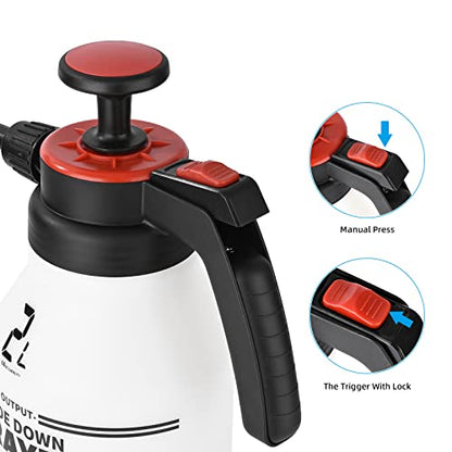 FOSHIO 0.53 Gallon Garden Pump Sprayer, 2L Portable Hand Pump Pressure Water Spray Bottles with Adjustable Nozzle Trigger Lock Sprayer for Home, Lawn and Car Detailing