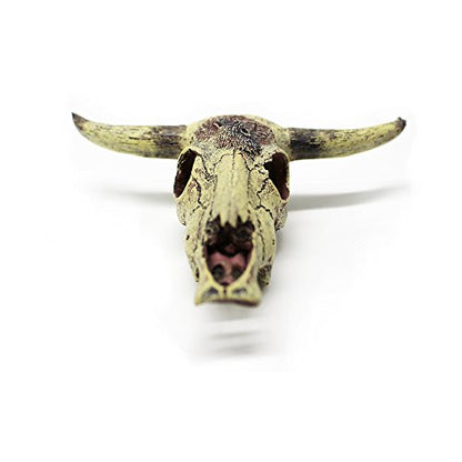 Leoyoubei Aquarium Decoration, Fish Tank Small Skull,Fish Turtle Hidden, Bonsai beautification. Cave Landscape Pet Reptile House Shrimps & Snails Love Them (Cattle Skull)