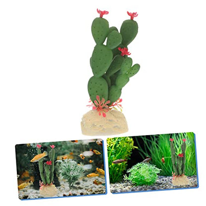 GANAZONO Artificial Cactus Plant for Fish Tank Realistic Plastic Decor Non-Fading Aquarium Ornament for Aquatic Landscapes and Reptile Terrariums
