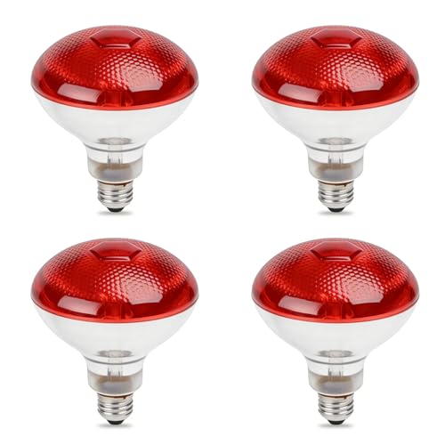 150W Infrared Heat Lamp Bulbs,Reptile Infrared Heat Emitter Red Heat Lamp Bulbs Infrared Basking Light Bulbs for Reptiles, Lizard, Tortoise, Chickens, Pets (4)