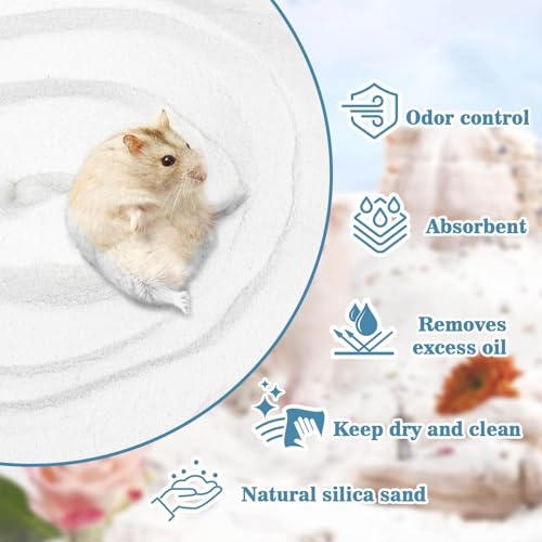 Sukh Hamster Sand Bath - White Fine Silica Sand, Hamster Hides & Cleaning | Dust Free Sand Bath for Hamster, Guinea Pig, Chinchilla, Gerbil, Syrian Mice, Small Pet Cage Bedding Accessories,14oz - size: 14 OZ