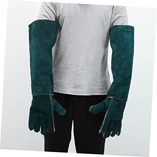 HANABASS 62cm Leather Bite Gloves for Reptile Handling PET Protection Hand Cover Bite-Proof Gloves for Hamsters Snakes and Lizards