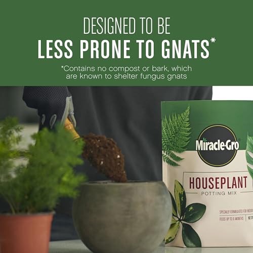 Miracle-Gro Houseplant Potting Mix - Fertilized Indoor Plant Soil for Containers, Designed to be Less Prone to Gnats, 4 qt. - size: 1 Pack, style: Houseplant