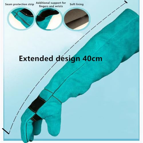 Extended Pet Anti-bite Anti-scratch Gloves, Professional Pet Shop Anti-bite Gloves, Pet Grooming Protective Gloves, Thick Imitation Cowhide, Suitable for Dog Training, Cats, Snakes, Wild Animals