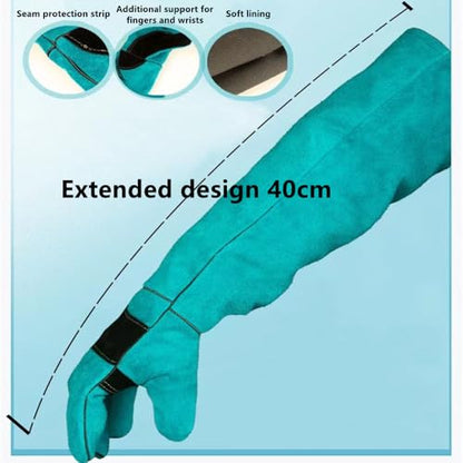 Extended Pet Anti-bite Anti-scratch Gloves, Professional Pet Shop Anti-bite Gloves, Pet Grooming Protective Gloves, Thick Imitation Cowhide, Suitable for Dog Training, Cats, Snakes, Wild Animals