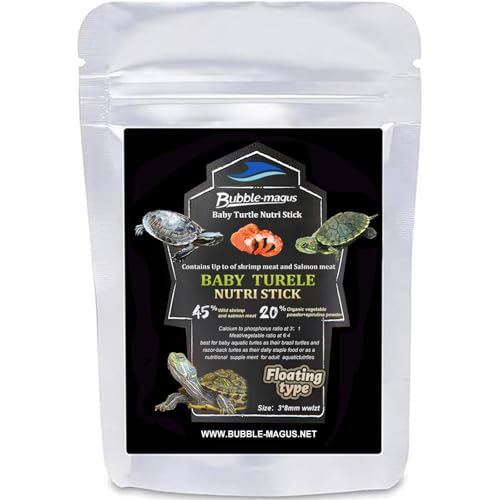 Bubble Magus TFloating Turtle Food, All Natural Ingredients, Wild Sword Prawn, Calcium Vitamin D Enriched for Picky Aquatic Baby Turtles, Baby Turtle Nutri Stick (2 Ounce, Turtle Boy)