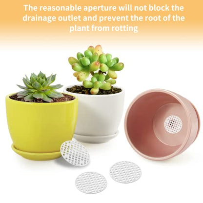 Bivethoi 100pcs Plant Pot Mesh Hole Cover Bonsai Drainage Mesh Insert, Flower Pot Hole Mesh Pad Bottom Grid Mat, Round Mesh Screen Pot Bottom Gasket for Garden Prevent Soil Loss (1.8" / 45mm, White) - color: White, size: 100pcs