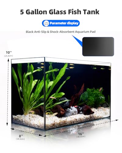 4.9 Gallon Glass Fish Tank, 5 Gallon Small Aquarium Bowl, Ultra Clear, Rimless Design, for Betta, Goldfish, Snails, Shrimp, Aquatic Planting Beginner - color: Black