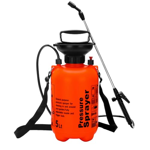 MRPAPA Pressurized Hand Sprayer - Multi-Purpose Garden Sprayer Gallon with Adjustable Nozzle (5L-Green) - color: 5L-Orange