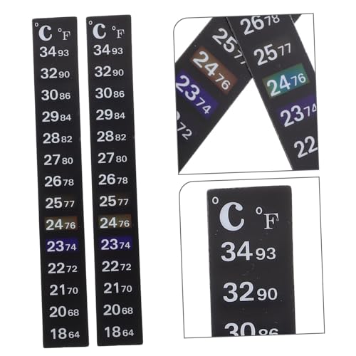 PRETYZOOM 2Pcs Fish Tank Thermometer Sticker Strip Color Changing Temperature Indicator for Aquariums Easy to Read Safe and Convenient for Fish Tanks and Reptiles