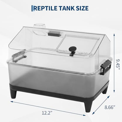 Garvee Reptile Tank Starter Kit, Reptile Terrarium with Lid, Heating Pad, Hygrometer, Bowl,Hide, Sand, Acrylic Small Reptile Habitat for Reptiles, Tarantula, Lizards, Frogs, Geckos or Hermit Crabs