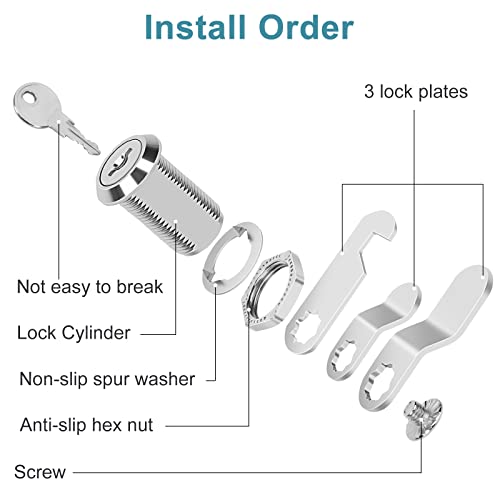 Cam Locks Cabinet Locks Keyed Alike, 1-1/8'' (Length) Cylinder Secure Files Drawers RV Storage Locks Replacement Set, Zinc Alloy Chrome Finish (1-1/8 Inch 16Pcs) - size: 1-1/8 Inch 16Pcs