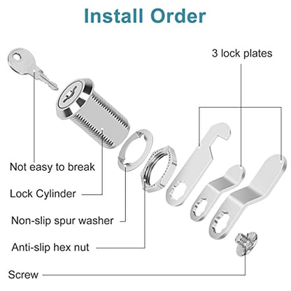 Cam Locks Cabinet Locks Keyed Alike, 1-1/8'' (Length) Cylinder Secure Files Drawers RV Storage Locks Replacement Set, Zinc Alloy Chrome Finish (1-1/8 Inch 16Pcs) - size: 1-1/8 Inch 16Pcs