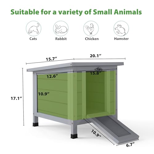 Coziwow Rabbit Hutch, Bunny Cage Indoor with Openable, Portable Small Animals Shelters with Nonslip Ramp for Hideout Rabbits/Feral Cats/Chicken/Duck/Small Animals-Gray - color: Gray
