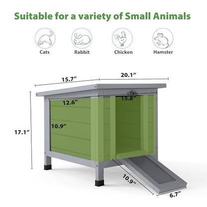 Coziwow Rabbit Hutch, Bunny Cage Indoor with Openable, Portable Small Animals Shelters with Nonslip Ramp for Hideout Rabbits/Feral Cats/Chicken/Duck/Small Animals-Gray - color: Gray