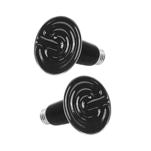 Mandala Crafts Heat Lamp for Reptiles - Ceramic Heat Emitter Infrared Light Bulb with No Light for Chicken Coop Turtle Bearded Dragon Dog Pet Brooder 100W Pack of 2 Black - color: Black