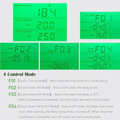 Digital Temperature Controller, Backlit LCD Screen Thermostat Heating Cooling Outlet Plug for Reptile Incubator US Plug