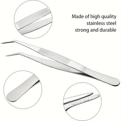 Stainless Steel Reptile Feeding Tongs Tweezers for Aquarium, Terrarium & Crafts Bearded Dragon Snake Tank Accessories, Planted Tank Tools Feeder for Lizards-5.51 Inches Curved - size: 5.51 Inches Curved