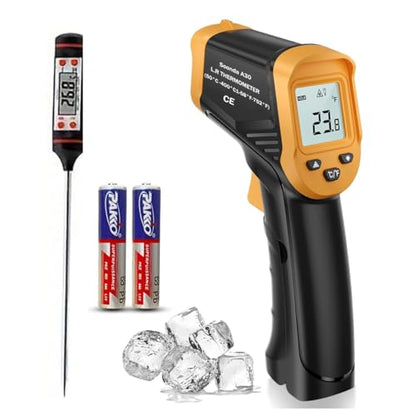 Infrared Thermometer, Digital Laser Temperature Meter -37°F~932°F (-32°C~400°C) IR Temperature Gun (Not for Humans) Ideal for Cooking, Frying, Kitchen, Barbecue, Meat, Sugar, Freezer
