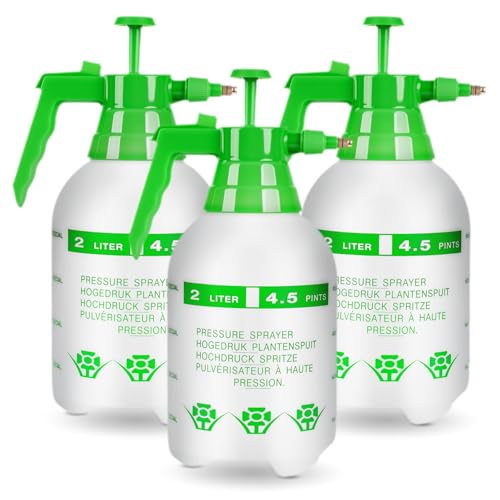 3 Pcs 1/2 Gallon Plastic Handheld Pump Sprayer – Garden Pressure Sprayer with Adjustable Nozzle for Plants, Cleaning, Household Tasks – Green - color: Green, size: 1/2 Gallon