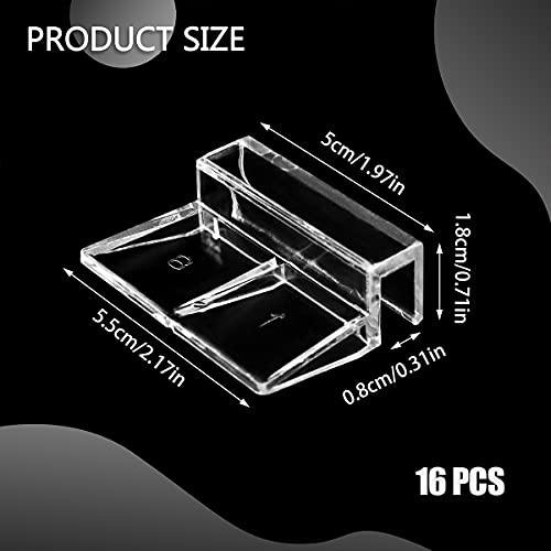 16 PCS 8mm Acrylic Aquarium Cover Clip, Clear | Fish Tank Glass Cover Clip, Support Holder, Universal Lid Clips, For Rimless Aquariums