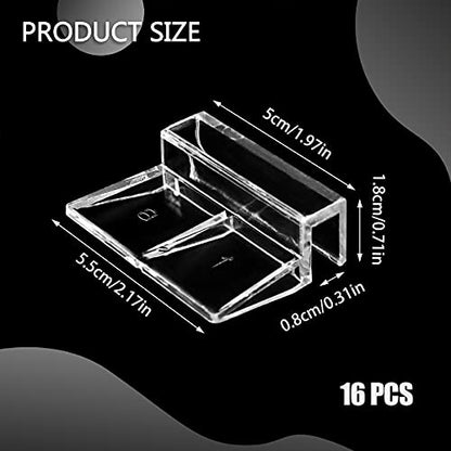 16 PCS 8mm Acrylic Aquarium Cover Clip, Clear | Fish Tank Glass Cover Clip, Support Holder, Universal Lid Clips, For Rimless Aquariums