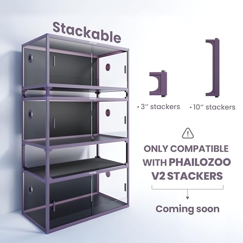 Phailozoo 120 Gallon Reptile Terrarium with 10” Reptile Tank Stackers, Front Opening Reptile Tank for Easy Feeding, Reptile Enclosure with Leakproof Bottom & Top Screen Ventilation 48''x24''x24''