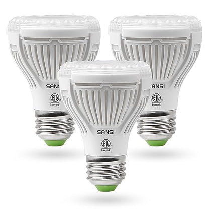 SANSI LED Grow Light Bulb for Seeds and Greens, Full Spectrum 10W Grow Light (150 Watt Equiv) with Optical Lens for Indoor Plant, High PPFD, E26 Base, 3-Pack - size: 3 Count (Pack of 1)