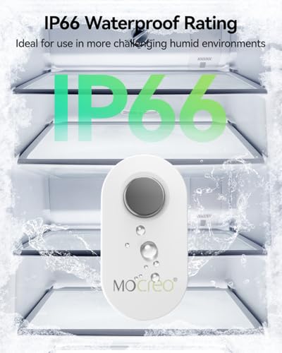 MOCREO WiFi Remote Thermometer Freezer Alarm, 1/3 Mile Long Range, IP66 Waterproof, App Email Alert, with Digital Monitor Hub, 2 Smart Wireless Temperature Sensors for Fridge, RV, Greenhouse - style: 1 Long Range LCD Hub + 2 Waterproof Sensors