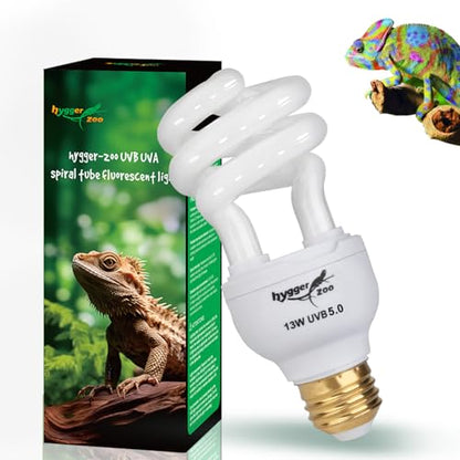 UVB Bulb for Reptiles, 5.0 13W UVB Light for Reptiles, Hygger zoo UVA UVB Reptile Light Bulb Reptile UVB Bulb UVB Light for Hermit Crab Snake Chameleon Reptile Lamp Terrarium Lamp for Tropical Reptile - size: 5.0-13W