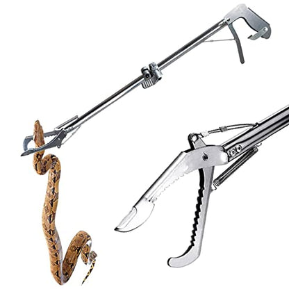 47" Professional Stainless Steel Snake Tong Grabber Sturdy Handle Professional Catcher Tong And Hook