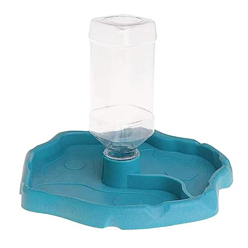 Turtle Drinker Reptile Water Bowl 2 in 1 Automatic Reptile Feeder Water Dispenser Tortoise Water Dish Automatic Water Reservoir Feeder for Reptile Turtle Food Dish - color: Blue