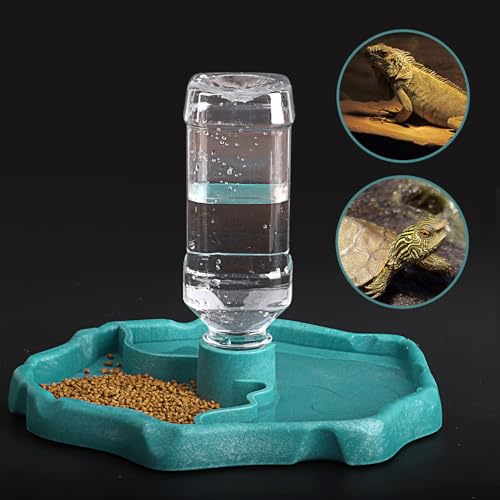 Terrarium Bowls Reptile Water Dish Tortoise Water Bowl Reptile Feeding Dish Refilling Reptile Turtle Food Water Automatic Feeders Waterer Dispenser Bottle Feeding Dish for Lizard Chameleon