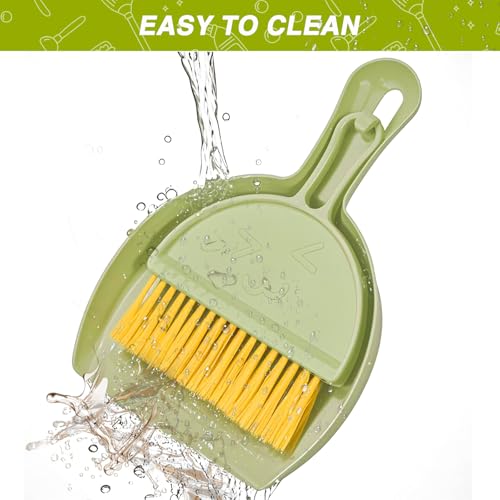 RYPET Pet Cage Cleaning Tool-Small Broom and Dustpan Set, Mini Dustpan and Whisk Brush Set for Guinea Pig Chinchilla Hamster Ferret Hedgehog Rabbit Reptile, Cage Cleaner for Small Animal Waste Green - color: Green with Yellow Bristle