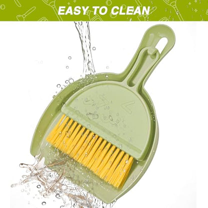 RYPET Pet Cage Cleaning Tool-Small Broom and Dustpan Set, Mini Dustpan and Whisk Brush Set for Guinea Pig Chinchilla Hamster Ferret Hedgehog Rabbit Reptile, Cage Cleaner for Small Animal Waste Green - color: Green with Yellow Bristle