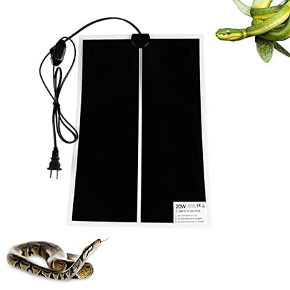 Reptile Heating Mat with Temperature Adjustment, Waterproof Reptile Heat Pad Under Tank Terrarium Heater for Amphibians, Small Animals, Seeding (20W - 16.5 x 11 in) - color: 20W - 16.5x11 IN