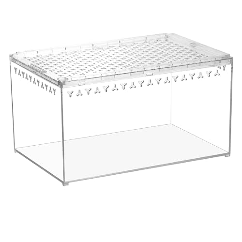 Reptile PC Terrarium 11.8" x 7.87" x 5.9" Full View Small Tank for Tarantula Insect Hermit Crab Spider Habitat Amphibians Enclosure (L-only Terrarium) - size: L-Only Terrarium