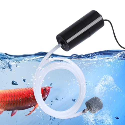 Mini Water Pump Submersible - Noiseless Submersible Water Pump with Stable Air Release | 5V Fish Charging Fishing Oxygenator USB Meet Oxygen Demand for Fishing Carrying Seafood - color: Black