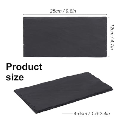 12 Pack 10 x 4.72 Inch Slate Cheese Boards, Black Rectangle Slate Charcuterie Boards, Natural Charcuterie Stone Plates for Parties, Gifts, and Special Events, Cheese, Sushi, Food. - size: 12 Pack 10 x 4.72 Inch