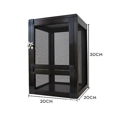 Reptiles Habitat Breeding Box Reptile Tank Portable Reptile Cage Air Screen Cages for Transport Small Animal Hamsters Crickets Gerbils, Black - color: Black