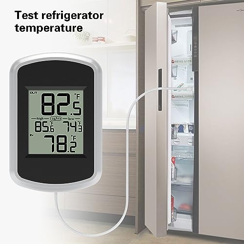 Urageuxy Wired Indoor Outdoor Thermometer, Home Room Temperature Monitor with Min/Max Record and 78.74inch Line Probe Sensor, Fahrenheit Only