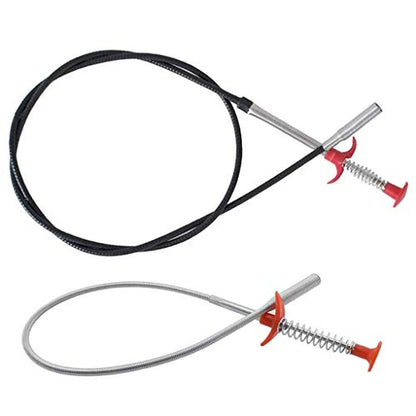 SDTC Tech 2-Pack Spring Pipeline Dredge Hook Cleaner Gripper Grabber Pickup Tool Flexible Drain Clog Remover Retractable Claw Retriever for Kitchen Bathroom Toilet Tub (24inch + 64inch) - color: 1pcs 24inch+ 1pcs 64inch