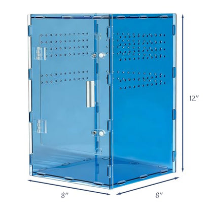 8x8x12 Acrylic Reptile Tank – Cyberpunk Blue Reptile Enclosure Terrarium Inspired by New Caledonia Rainforest – Color Habitat for Geckos & Small Reptiles - color: Blue