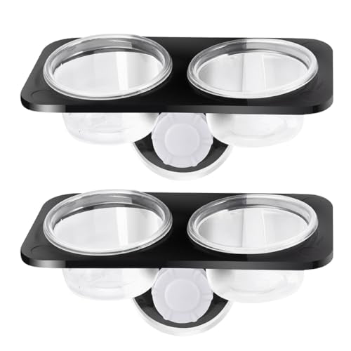 UKCOCO 2pcs Double Suction Cup Reptile Food Bowls Water Feeding Dish for Gecko Lizard Terrarium Pets Black