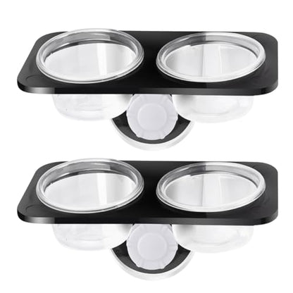 UKCOCO 2pcs Double Suction Cup Reptile Food Bowls Water Feeding Dish for Gecko Lizard Terrarium Pets Black