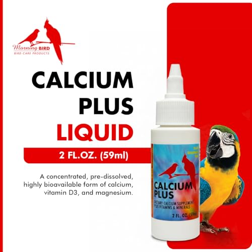 Morning Bird Calcium Plus Liquid for Birds – Calcium Supplement with Vitamins and Minerals for Strong Eggshells, Healthy Bones - Support Growth, Breeding, and Wellness for All Birds 2 Fl Oz - size: 2 Fl Oz