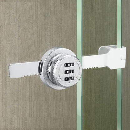 ETEKJOY Keyless Combination Ratchet Lock for Sliding Glass Door Showcase Display Case Cabinet 3-Digital Password (Silver) - color: Silver