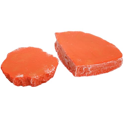 Frcctre 4 Pack Reptile Food Dish with Feeding Tongs, Resin Reptile Water Dish Food Bowl Feeding Terrarium Bowl for Leopard Gecko Lizard Tortoise Hermit Crab Bearded Dragon Chameleon, Orange